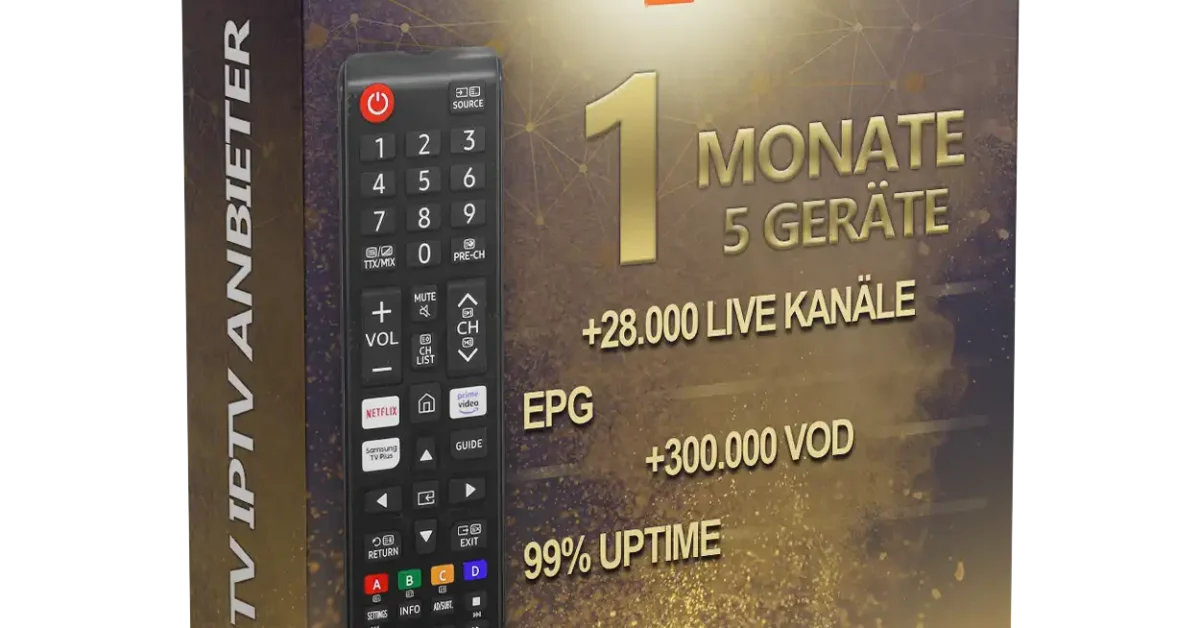 DraaTV 1 Monat IPTV Paket – 5 Geräte mit 28.000 Live-Kanälen, EPG, 300.000 VOD und 99% Uptime
